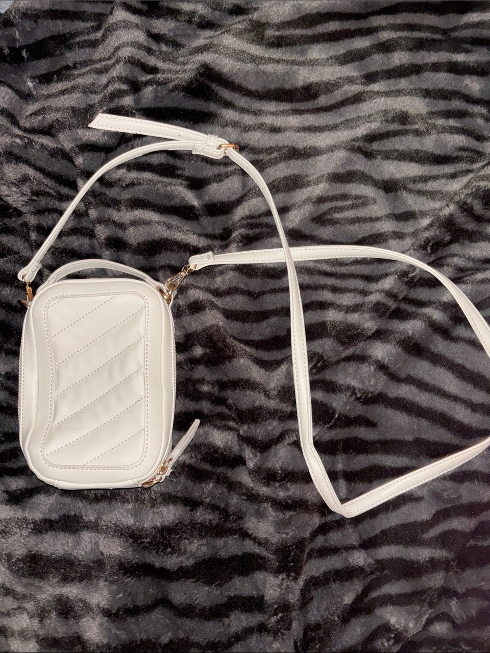 White Quilted Crossbody Bag - Minimal Women's Shoulder Bag